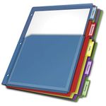 Cardinal Expanding Plastic Binder Dividers, Flexible Front Pockets Expand 1/4", 5-Tab, Insertable Multicolor Tabs, Letter Size, 1 Set (84012CB)