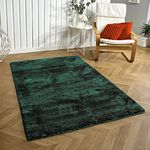 Luxe Home Newman Carpets Microfiber Shaggy Carpet for Living Room, Bedroom - 3x5 Feet, Ultra Soft Non-Slip Fluffy Area Rug, Easy to Clean, Hunter Green