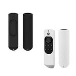 Brain Freezer Anti-Slip Shockproof Silicone Protective Case Cover Compatible with Amazon Fire Tv Stick/Voice Remote 5. 9inch (1st Gen) (Pack of 2) White Black