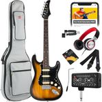 Best Choice Products Beginner HSS Electric Guitar Kit w/Headphone Amp, Padded Gig-Bag, Headphones, Guitar Strap - Sunburst/Black