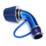 ANBOO Universal Cold Air Intake Filter Kit, Aluminium Induction Kit with Pipe Clamp Accessories Cone Air Filter Kit, Fits 64mm/2.5" to 76mm/3" Air Intake Hoses, Blue