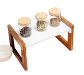 SAFAK Wooden Multipurpose Kitchen Organizer Stand Shelf Holder Storage Rack for Spices Jars Utensils Dishes Plates| Kitchen Cabinets/Counter Top Organizer for Home Décor (White) (Casual)