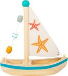 Small Foot 11658 Wooden Starfish Sailboat, Swimming Toy for Water, for Children Aged 24+ Months, Multicoloured