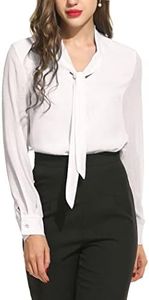 ACEVOG Office Blouse Womens White Formal Shirt White Small