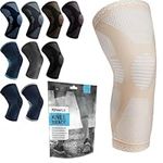 POWERLIX Knee Support for Women/Men, Knee Brace Compression Sleeve Support for Arthritis, Joint Pain, Ligament Injury, Meniscus Tear, ACL, MCL, Tendonitis, Running, Squats, Sports, Beige, Large