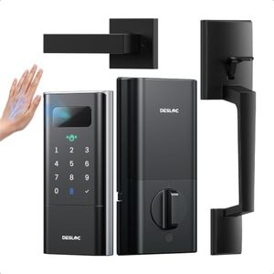 Desloc Palm Vein Smart Lock Handle Set, K140 Plus WiFi Keypad Deadbolt | 10000mAh Li-ion Battery, APP &Voice Control,Keypad Front Door Lock Set with Auto Lock, Anti-Peep, BHMA Grade, IP65, Black