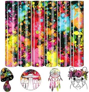 Tintnut Colorful Splash Heat Transfer Vinyl - 6 Sheets 10"x12"Watercolor HTV Patterned HTV Iron On Vinyl for T-Shirts Hats Clothes,for Cricut & Silhouette Cameo