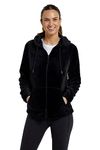 Mountain Warehouse Snaggle Womens Hooded Fleece - Soft, Warm & Insulating, Lots of Pockets, Lightweight with Adjustable Hoodie - Ideal Winter Jacket Black 14