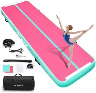 Hmtaolife Gymnastics Mat Air Tumble Track[with SHOULDER STRAP], 6.6/10/13/16/20ft Inflatable Training for Kids, Thickness Floor with Electric Pump Home/Water Fun/Train New Green/White