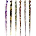 6 Pieces Acetate Hair Sticks Vintage Leopard Print Hairpin Chopsticks Vintage Tortoiseshell Hair Chopsticks Shell Print Chinese Hair Sticks for Women Girls Hairstyle Accessories