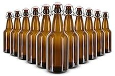 EZ Cap Bottles 1 Litre (33 oz) Amber Flip Top Bottles Case of 12 Bottles