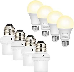 DEWENWILS 4-Pack Dimmable LED A19 Light Bulb, Dusk to Dawn Sensor Socket, Light Bulb Socket for Light Fixtures