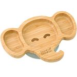 bamboo bamboo Baby Plate and Toddler Plate, Suction Plate for Feeding and Weaning, Bamboo Elephant Plate with Secure Suction, Suction Plates for Babies from 6 Months (Elephant, Grey)