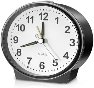 Brifit Réveil Matin, Réveil Analogique, Réveil Silencieux de Chevet avec Veilleuse, Grand Cadran et Grand Bouton de Snooze, sans Tic-tac, Maison, Bureau, Noir