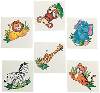 72 Adorable ZOO ANIMAL TATTOOS/Zebra/LION/Elephant/MONKEY/Tiger/GIRAFFE/Safari/JUNGLE/Birthday PARTY FAVORS/6 DOZEN