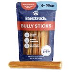 Pawstruck Natural 5-7" Bully Sticks for Dogs - Best Long Lasting, Rawhide Free, Low Odor Dental Chew Treat - Healthy Single Ingredient 100% Real Beef - 8 oz. Bag - Packaging May Vary