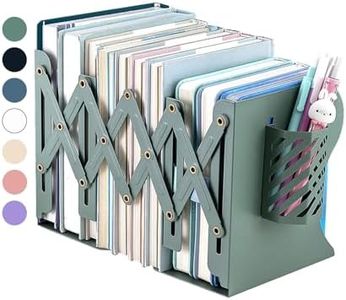 Adjustable Bookends,Metal Book Ends for Books Papers Magazines Albums DVDs Games Desks Binder Organizer Holder for Home, Office, Classroom, Library with Pen Holder.Extends up to 19 inches. (Green)