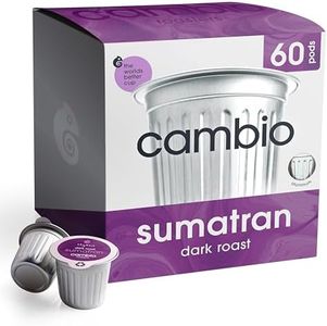 Cambio Roasters Sumatran Dark Roast Organic Coffee Pods - The Only Organic Recyclable Aluminum Coffee Pods, Small Batch Roasted, Keurig® Compatible, Bold Flavor & Longer Lasting Freshness, 60 Count