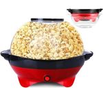 Yabano Popcorn Maker 5L Popcorn Maker for Home 800W with Sugar and Oil, Removable Non-Stick Hot Plate, Automatic Mixer, Transparent Lid as Serving Bowl, Easy to Clean