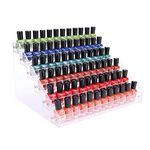 BTremary 6 Tiers Clear Nail Polish Display Rack Stand Holder,Acrylic Nail Polish Organiser Storage Rack Shelf Holds up to 96 Bottles,Essential Oil Paints Ink Holder (Fit 1-2oz Bottles)