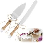 AOTWAN Wedding Cake Knife and Server Set, Wedding Cake Knife Set Crystal Handle Cake Cutter with Twine and Packing Box Wedding Cake Knife for Engagement, Anniversary, Birthday, Party, Prom