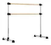 Vita Vibe BD48-W Traditional Wood Portable Double Bar Ballet Barre, Freestanding Stretch/Dance Bar, 4-Feet