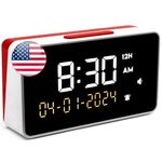 Talking Clock US English - Extra Loud Time and Date - for Elderly, Dementia, Hearing or Visually Impaired Seniors - Easy to Use Speaking Clock, US English