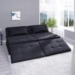 Naomi Home Sleeper Chair Bed 4 in 1 Multi - Function Convertible Ottoman Bed Breathable Linen Chair Sofa with Adjustable Backrest Convertible Chair Sleeper for Living Room Black Set of 2