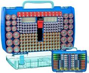 Large Capacity 269 Battery Organizer Storage Case with Tester, Double-Side Battery Holder Container for AA AAA AAAA C D 9V Lithium 3V CR123 CR1632 18650 Batteries(Box Only) (Blue)