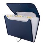 D.RECT 5590 - A4 12-Pocket Expandable Folder | Expandable Binder Documents | Accordion Binder Pockets Briefcase | Perfect for Office, School and Home | Marine