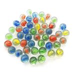 Glass Marbles, 50 Pcs Clear Mixed Colors Cat Eyes Bulk Round Toy Kids Games DIY Home Decoration, 16mm/0.629inch