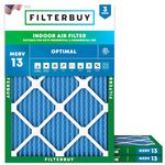 Filterbuy 20x23x1 Air Filter MERV 13 Optimal Defense (3-Pack), Pleated HVAC AC Furnace Air Filters Replacement (Actual Size: 19.50 x 22.50 x 0.75 Inches)