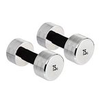 Amazon Brand - Symactive Chrome Plated Steel Dumbbell, Set of 2, 7.5 Kg