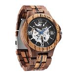 WASTIME Wooden Watch for Men Women, Stylish Chronograph Military Casual Calendar Wood Watches, Mechanical - Black dial, Stylish Mechanical Wooden Watch