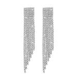 Shining Jewel - By Shivansh crystal And Ad Silver Plated Fancy Western Style Cocktail Chandelier Long Earrings For Women