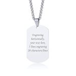 VNOX Free Engraving Stainless Steel Plain Dog Tag Pendant Necklace with 24" Chain,Customize Personalized Army Tag Necklace,Gift for Dad Husband Boy Brother Sister Bestfriend