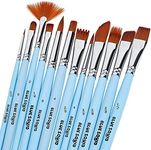 Blue Squid Watercolor Paint Brushes Set of 12 - Professional Artist Brush Set with Soft Synthetic Nylon Bristles - Art Brushes Ideal for Watercolor, Acrylic, Face & Body Painting for Kids to Adults