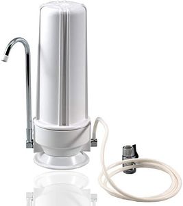 NU Aqua Countertop Water Filter System - 1 Stage w/Chrome Faucet - Over The Counter Top Drinking Water Purifier Filtration & Dispenser for Kitchen Sink - 120-Day Trial - Filtros de Agua para Tomar