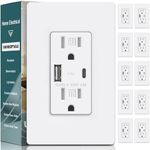 BESTTEN 10 Pack USB Outlet, 15 Amp 