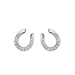 Cute CZ Horseshoe U Shaped Small Stud Earrings for Women Teen Girls Cartilage Minimalist 925 Sterling Silver Post Sleeper Crystal Huggie Piercing Studs Pin Animal Lover Fashion Jewelry Gifts