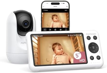 Momcozy Smart WiFi Baby Monitor with Camera and Audio, 5" 1080P Screen with Wall Mount, Motion & Cry Detection, Safe Fence, Clear Night Vision, 5000mAh Battery, 2-Way Talk, Photo & Video Recording