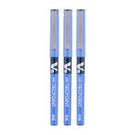 Pilot Hi-Tecpoint V5 0.5mm Extra Fine Point Pure Liquid Ink Roller Ball Pen | Blue Ink, Pack Of 3