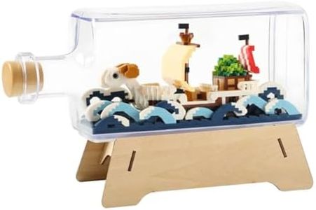 HI-REEKE Going Merry Ship in a Bottle Micro Building Blocks Set, Anime Piece One Pirate Mini Bricks Boat Model Battleship Toy Kit for Adults Kids Teens -1778PCS