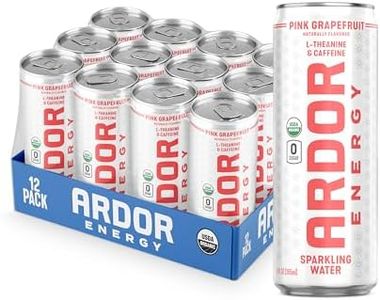 ARDOR ENERGY Sparkling Water Pink Grapefruit 12 pack with 100mg Organic Caffeine from Green Tea & 200mg Organic L-Theanine (Focus & Calm). No Sugar. No Calories. Vegan. Gluten Free.