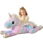 EARTHSOUND Giant Unicorn Stuffed Animal Plush Toy,Large Winged Unicorn Jumbo 43" Big Size Soft Toys,Cute Huge Plushy Fluffy Fat Plushie,Gifts for Kid