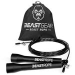 Beast Gear Skipping Rope – Steel Speed Jump Ropes for Adult Fitness – Lightweight, Adjustable Workout Equipment for Beginners & Pros - for Jumping, Boxing, Exercise & HIIT w/Bonus Screws & Caps