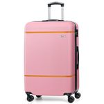 AnyZip Luggage ABS+PC Hardside Lightweight Suitcase with Spinner Wheels TSA Lock, Checked-Large 28-Inch, Pink