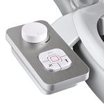 SAMODRA Bidet Attachment - Non-Electric Cold Water Bidet Toilet Seat Attachment with Pressure Controls,Retractable Self-Cleaning Dual Nozzles for Frontal & Rear Wash - Brushed Nickel