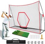 BAGAIL Golf Net, 10 x 7 ft Heavy Duty Golf Practice Net and Tri-Turf Mat, Portable Golf Net with Carry Bag, Golf Training Aid Hitting Driving Chipping Nets for Backyard Outdoor Indoor - G9 Max