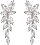 EVER FAITH Women's Marquise-shaped Cubic Zirconia Bridal Earrings, Classy Crystal Wedding Dangle Drop Earrings for Concert Clear Silver-Tone